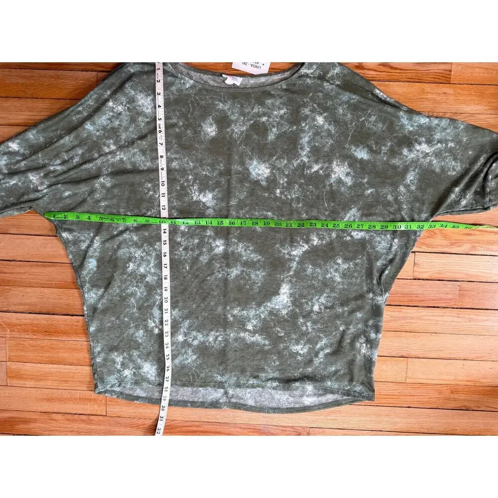 LulaRoe | NWT Green Tie Dye Linda Bat Wing Dolman Top | Size 3XL (24-26)